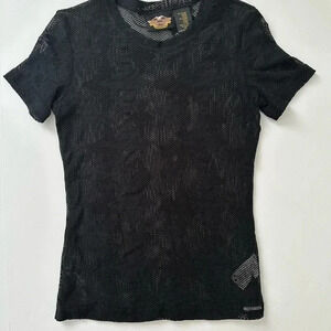 Harley Davidson Black Lace TShirt Medium